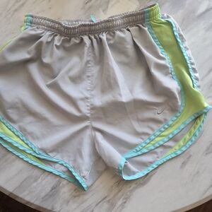 Nike Gray and Lime Women's Athletic Shorts
